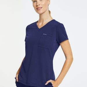 Jaanuu Women's 3-Pocket V-Neck Medium Navy